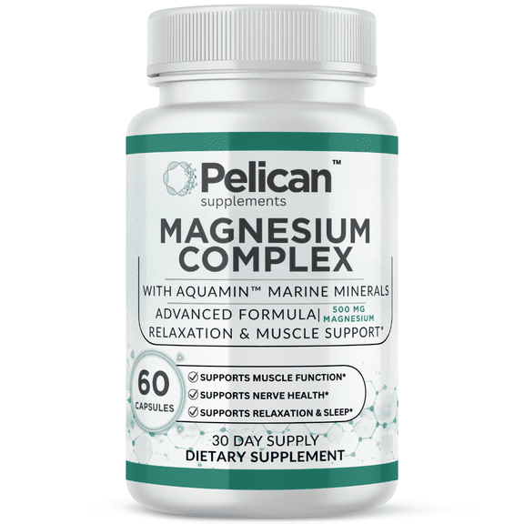 Pelican Magnesium Complex Advanced Relaxation & Muscle Support Formula with Aquamin Marine Minerals 60 Capsules