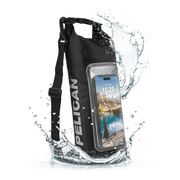 Pelican Marine IP68 Waterproof Dry Bag (2L) w/ Built-In Phone Pouch - Travel, Kayak & Camping Accessories - Stealth Black