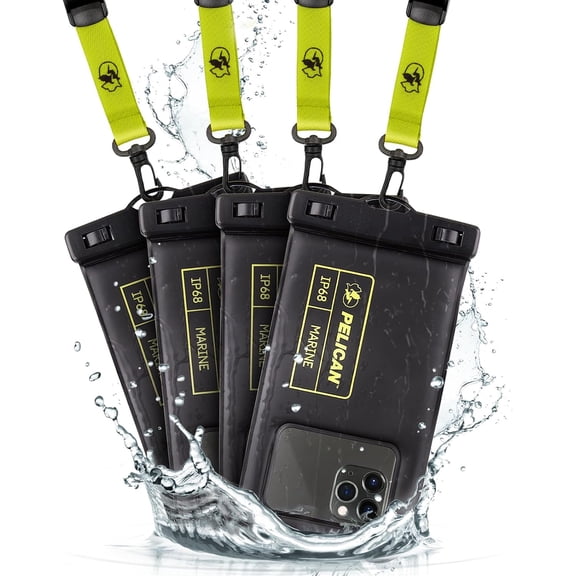 Pelican Marine Waterproof Cell Phone Floating Pouch - Hi-Vis Yellow (4 Pack)