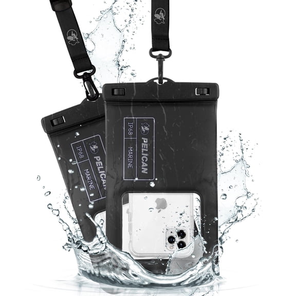Pelican Marine Waterproof Floating Phone Pouch – Stealth Black (XL - 2 pack)