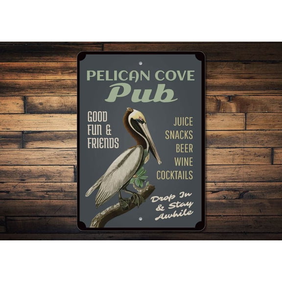 Pelican Novelty Sign, Metal Wall Decor - 10x14 inches