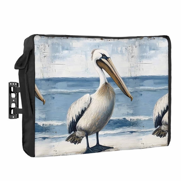 Pelican Ocean Outdoor TV Cover 40 to 43 inch Weatherproof Waterproof, Modern TV Enclosures with Remote Control Pocket Flat Screen Protector for Outside