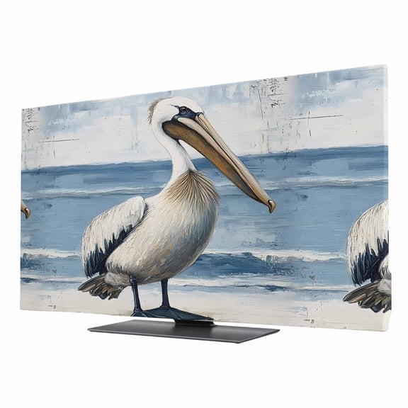 Pelican Ocean TV Dust Cover 24 Inch, Modern Bird Computer Monitor Cover Dustproof Stretchable Indoor TV Screen Protector for LED LCD Universal Monitors