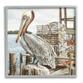 thumbnail image 1 of Pelican Perched Summer Fishing Dock Animals & Insects Painting Gray Framed Art Print Wall Art, 1 of 7