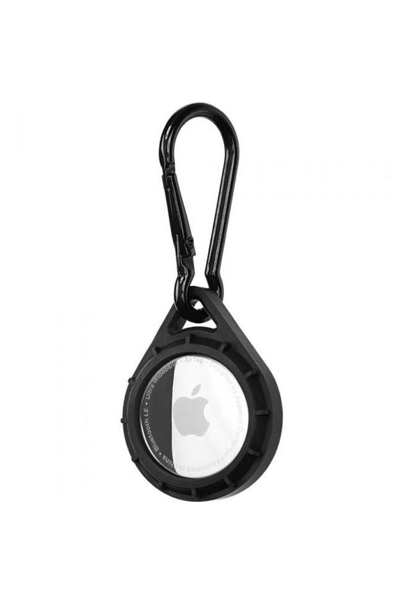 Protector AirTag Holder / Case w/ Clip Ring - Protective & Impact Resistant AirTag Keychain - Black