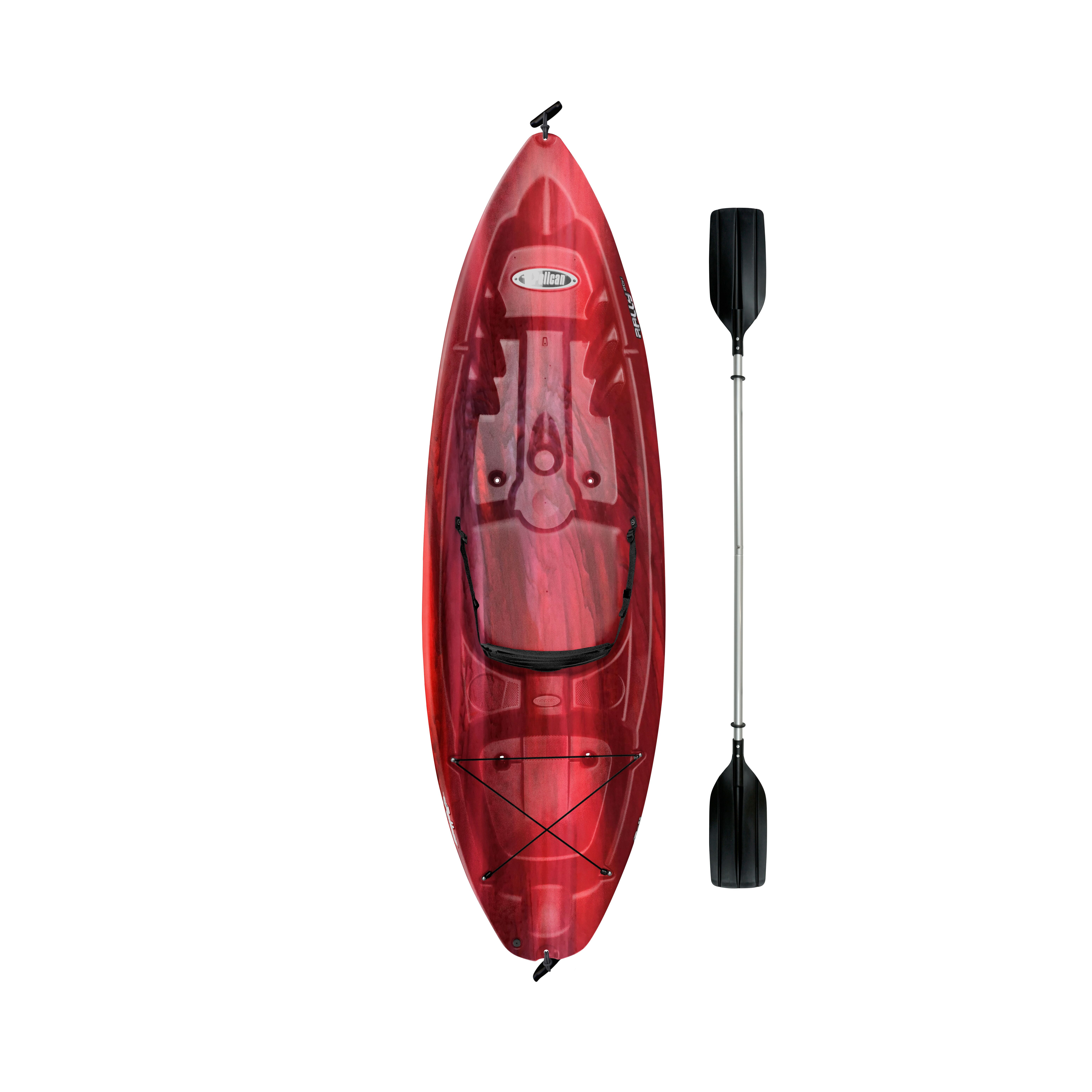 Pelican - Rally 80X Sit on Top Recreational & One Person Kayak with Paddle - 8 ft - Garnet/Garnet