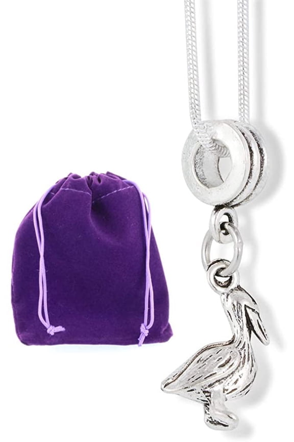 Pelican Sea Bird Charm Snake Chain Necklace