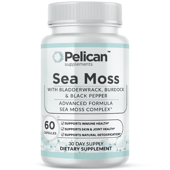 Pelican Sea Moss Complex Advanced Mineral & Wellness Support with Bladderwrack, Burdock & Black Pepper 60 Capsules
