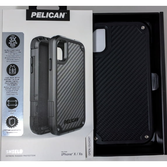 Pelican Shield iPhone X / Xs Case & Holster Carbon Fiber - Black