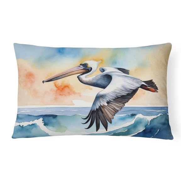 Caroline's Treasures Birds, Birds, Birds Throw Pillow Throw Pillow for Indoor Couch Bed Outdoor Patio Washable, Pelican Soaring 7513,12Hx16W