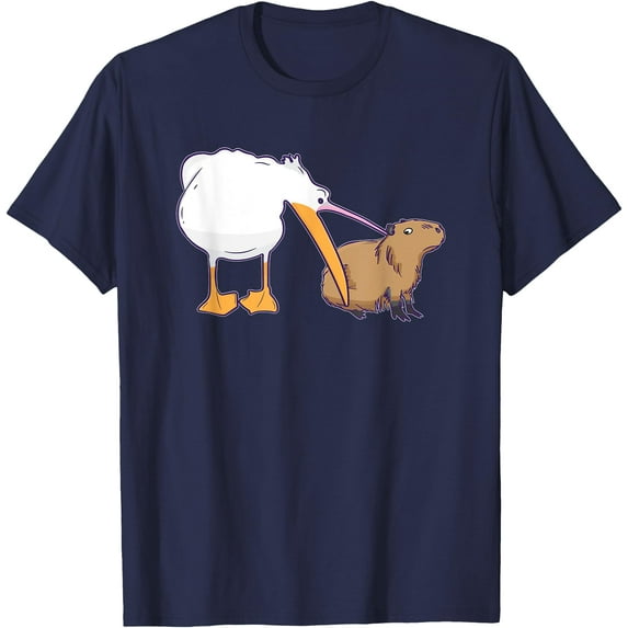 Pelican Tries to Eat Capybara Funny Cute Kawaii Meme Unisex T-Shirt for Men Women Kids Toddler
