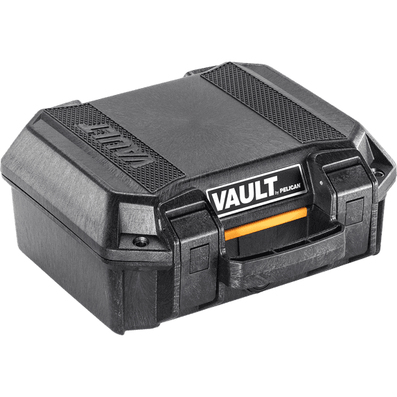 Pelican Vault V100 Hard Case, Camera, Pistol, Gear, Equipment, Gun Case, Crushproof Dustproof, Weather Resistant, Push-Button Latches, Black