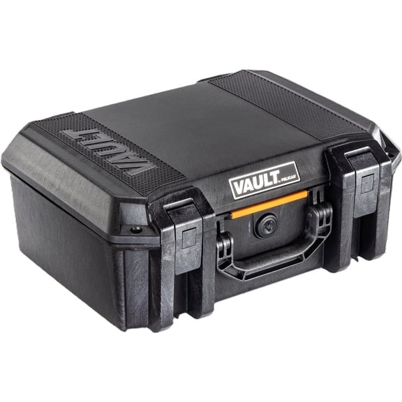 Pelican Vault V300 Hard Case, Camera, Pistol, Gear, Equipment, Heavy Duty Handles, Push Button Latches, Stainless Steel Lock Hasps, Black