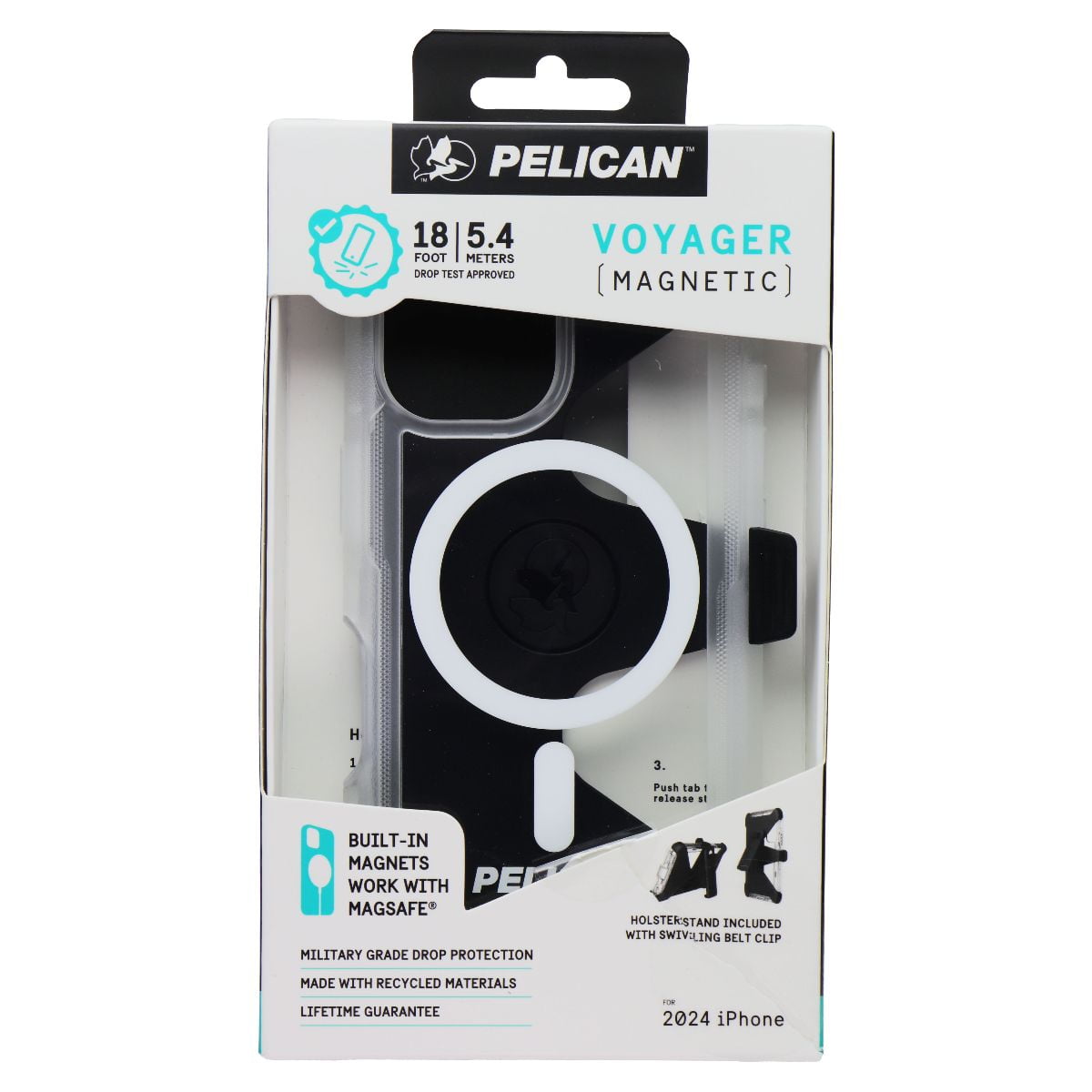 Pelican Voyager MagSafe Case and Holster for iPhone 16 Clear