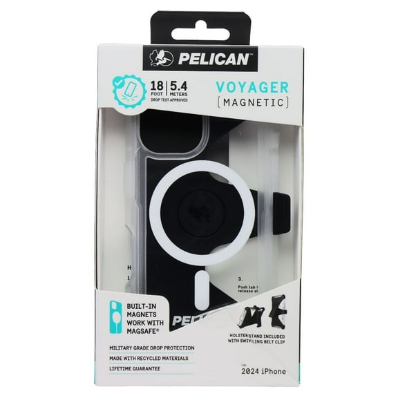 Pelican Voyager Apple iPhone 16 MagSafe Compatible Case and Holster - Clear