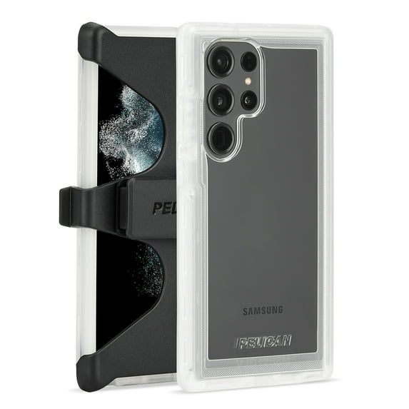 Open Box Pelican Voyager Series Samsung Galaxy S23 Ultra Case with Belt Clip Holster - Clear