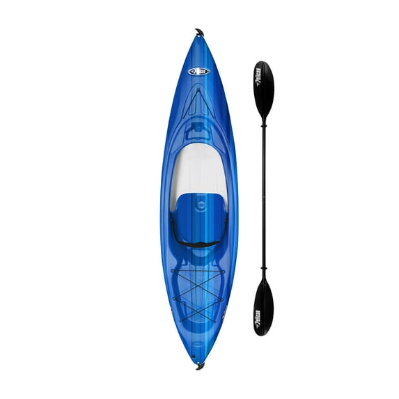 Pelican - Yosemite 100X Sit Inside Recreational Kayak with Paddle - 10 ft - Fade Deep Blue/White