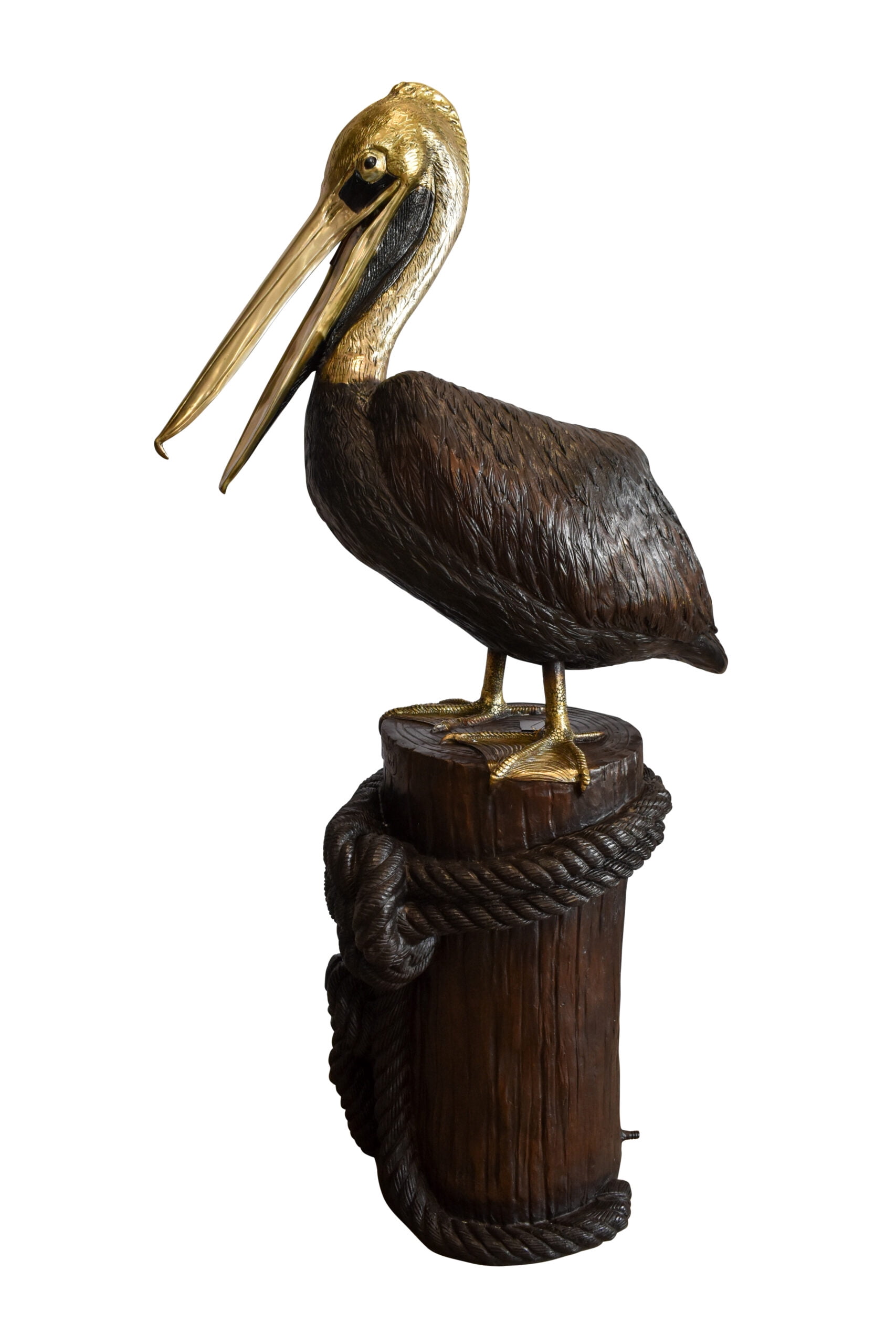 Nifao Pelican on Tree Stump Outdoor Fountain Statue, Bronze Garden Water Feature Sculpture for Patio & Yard – Garden Outdoor Decor Sculpture, 43"L x 24"W x 76"H