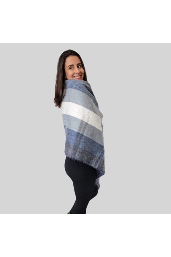 Pelicano - Blue Striped Wool Shawl