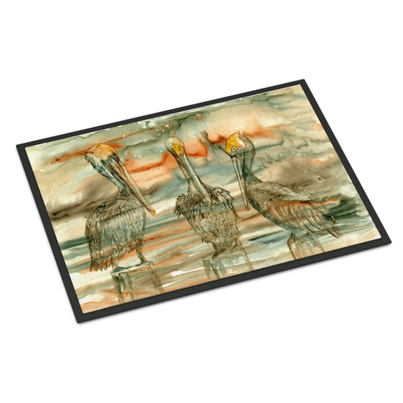 Pelicans on their perch Abstract Doormat 18x27
