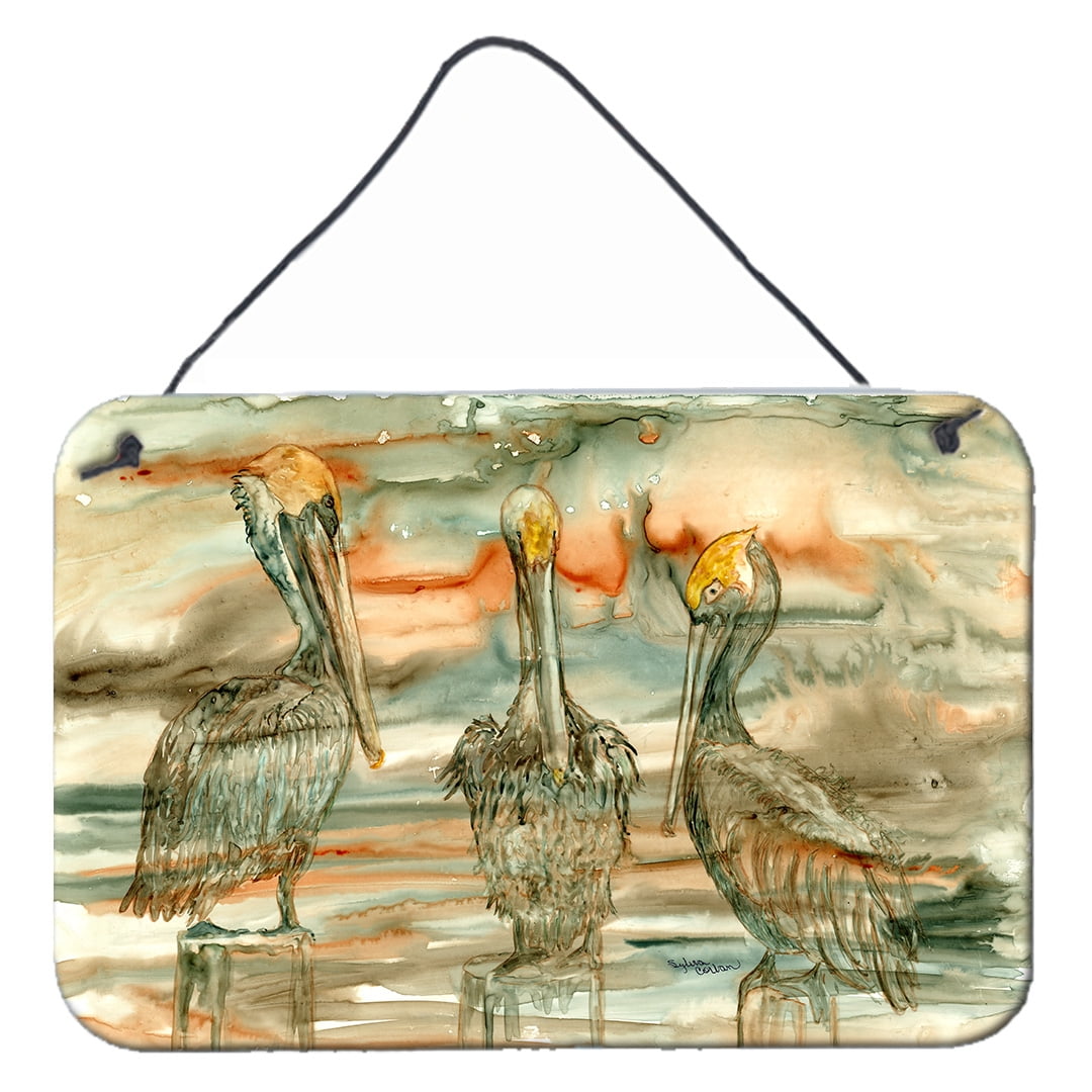 Multicolor Abstract Pelicans Aluminum Metal Wall Plaque