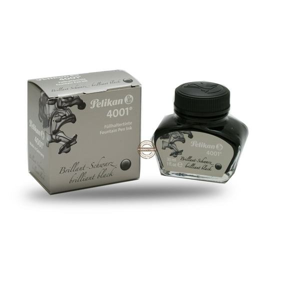 Pelikan 4001 Fountain Pen Ink, Brilliant Black, 30ml / 1 fl oz (301051)