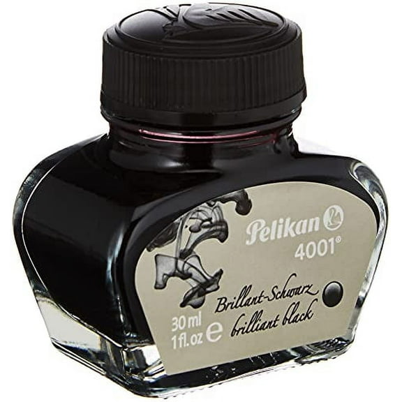 Pelikan 4001 Bottled Ink for Fountain Pens, Brilliant Black, 30ml, 1 Each (301051)