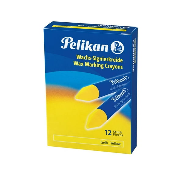 Pelikan 701102 772/12 Wax Marking Crayons 12 x 95 mm Yellow (Pack of 12) smooth substrate yello