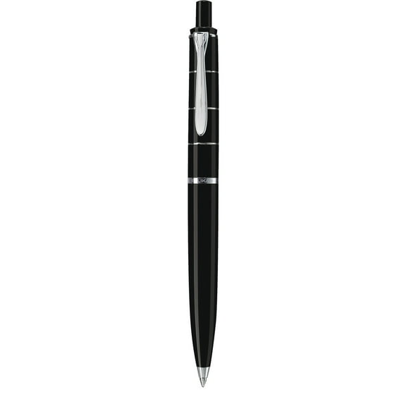 Pelikan Classic K215 Ballpoint Pen in Gift Box, Black with Silver Rings, 1 Each