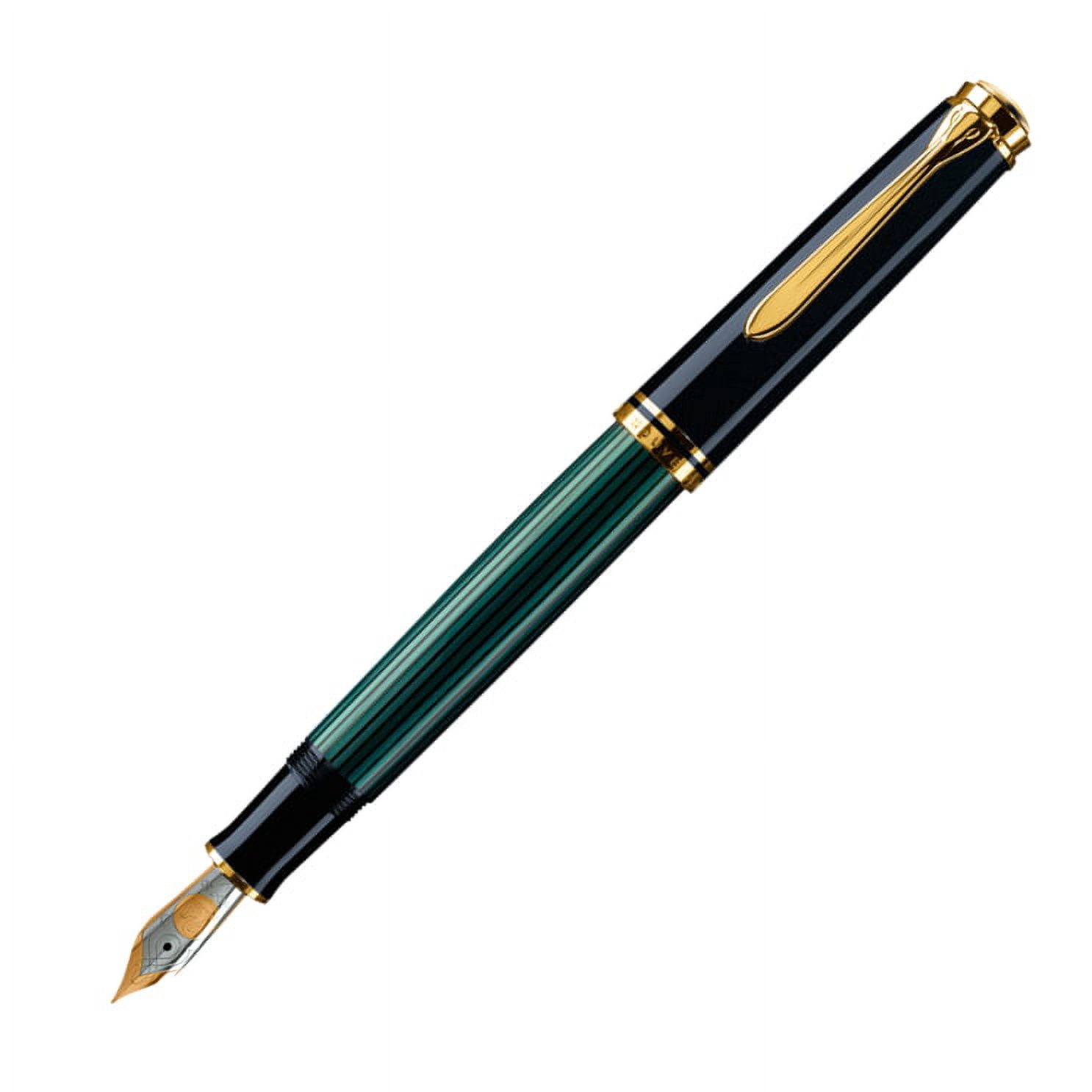 Pelikan Souverän M600 Fountain Pen - Black/Green With Broad Nib (980037)
