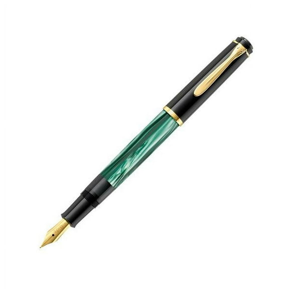 Pelikan Tradition 200 Series M200 Fountain Pen - Green Marble Gold Trim GT - Medium Point