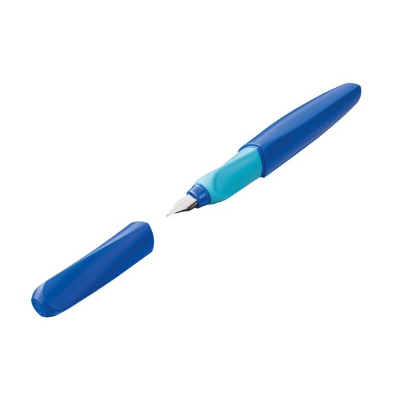 Pelikan Twist Fountain Pen with 1 Ink Cartridge, Medium Nib, Deep Blue, Boxed