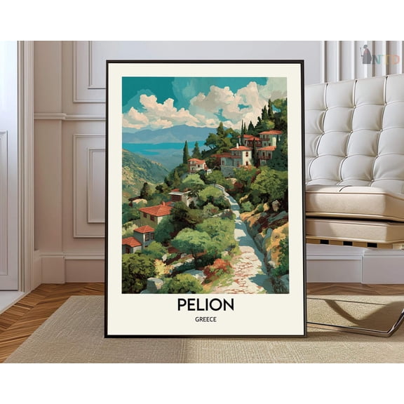 Pelion Greece Mountain Villages Aegean Coastal Wall Art Decor, Stretched Canvas 8x10in