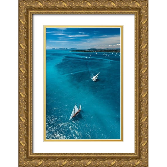 Pelissier, Marc 23x32 Gold Ornate Wood Framed with Double Matting Museum Art Print Titled - Above The Race