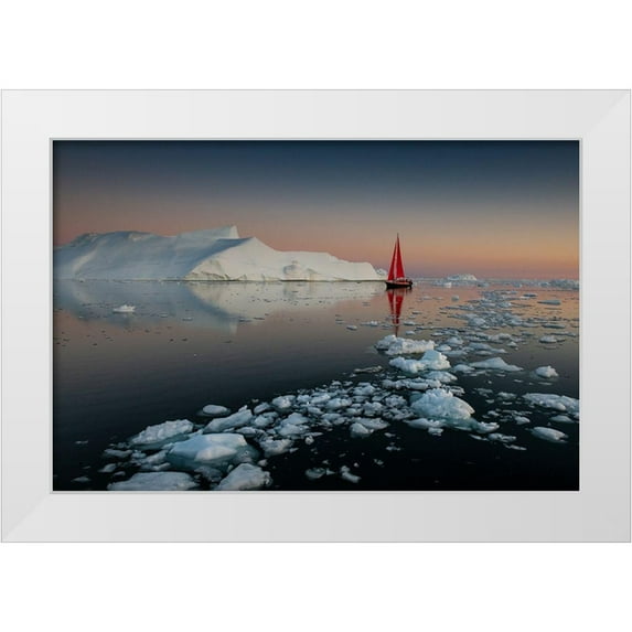 Pelissier, Marc 32x23 White Modern Wood Framed Museum Art Print Titled - Summer Night In Greenland