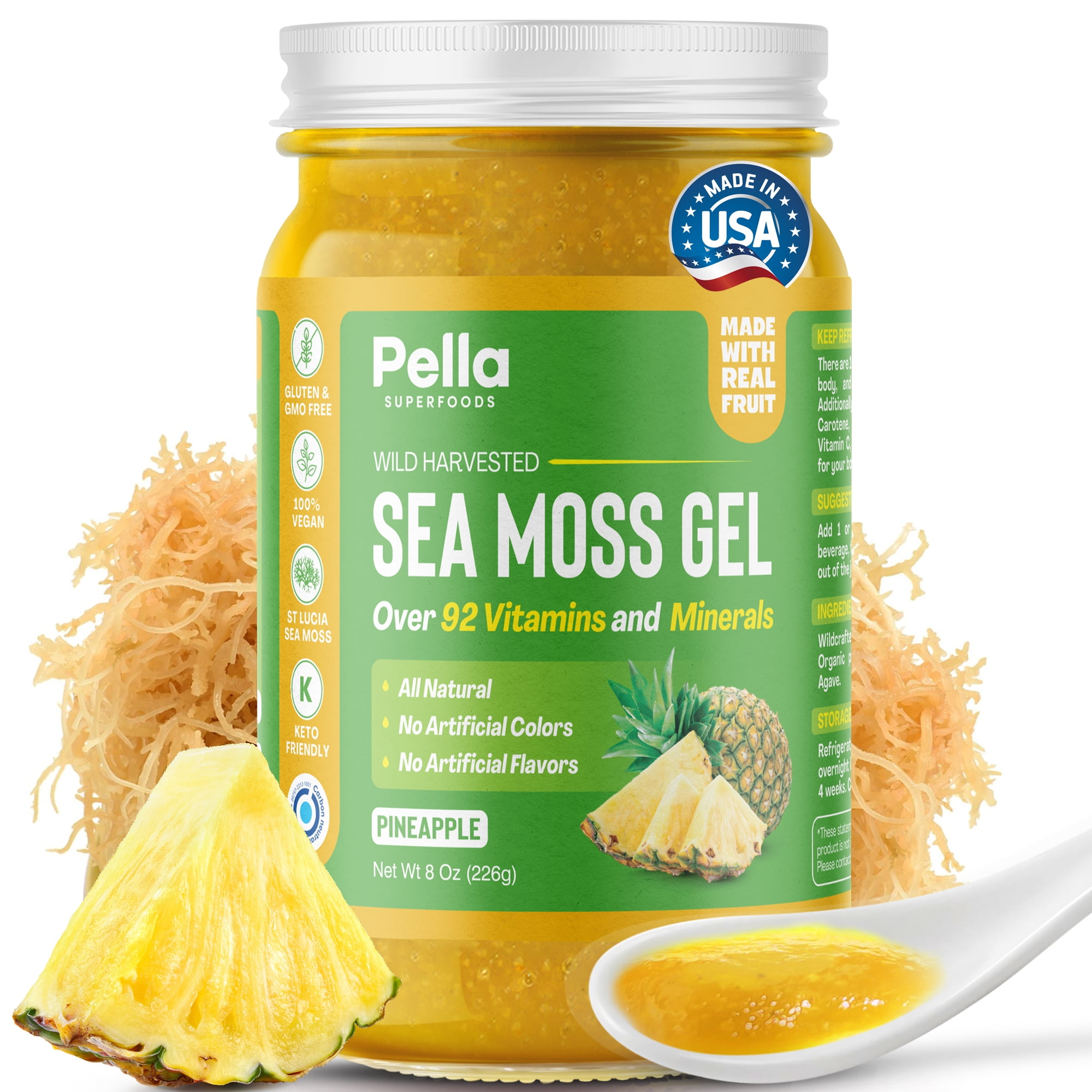 Pella Nutrition Sea Moss Gel Organic, Pineapple, 8 oz