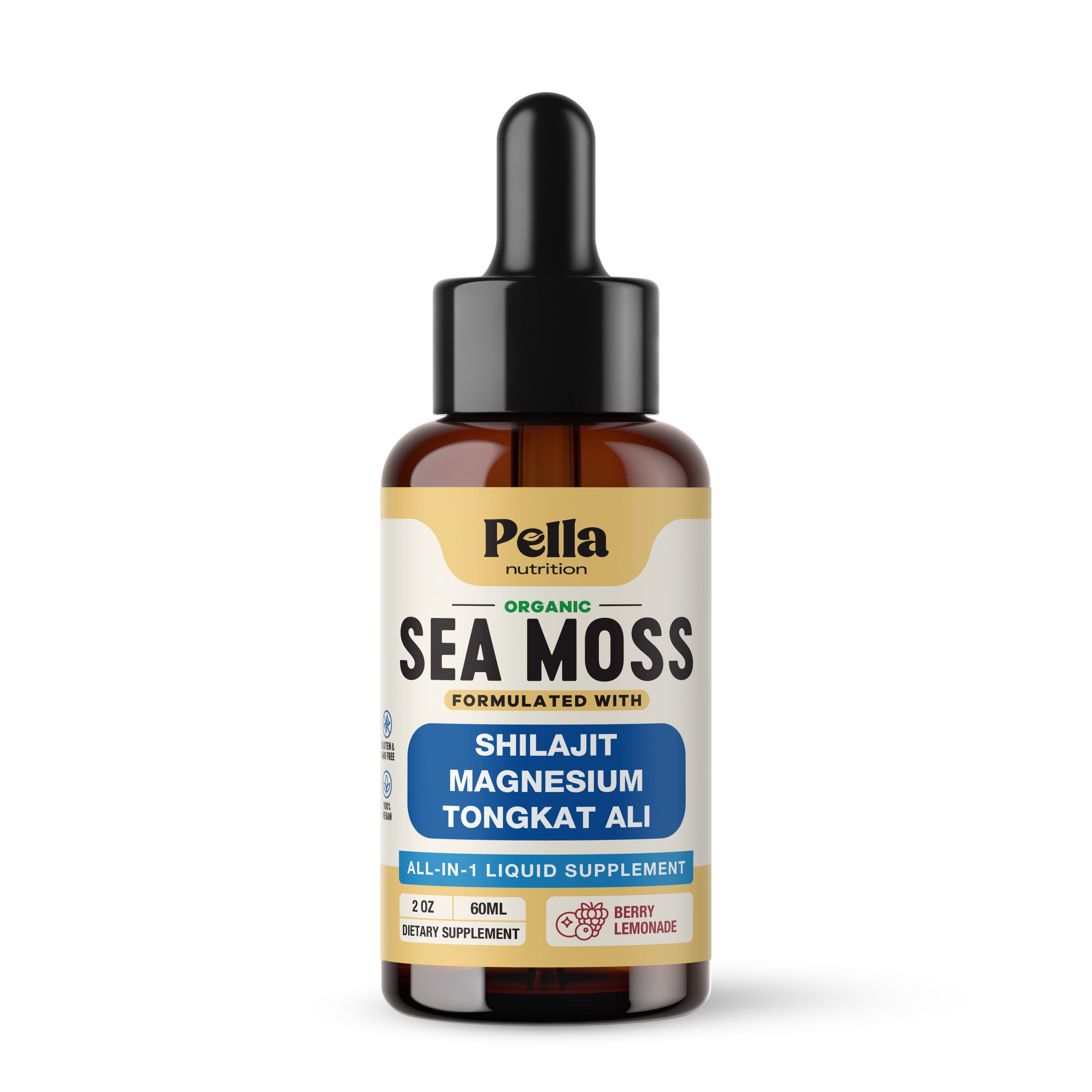 Pella Nutrition Sea Moss, Magnesium, Shilajit, Tongkat Ali 2 fl oz