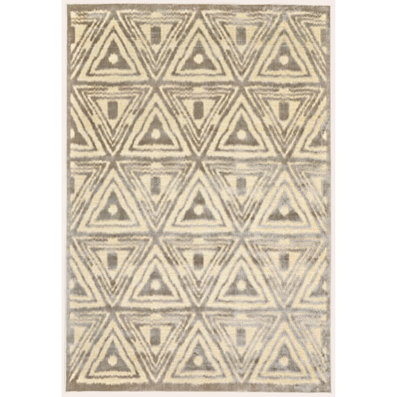 Pellaro Ornamental Geometric Rug, Cream/Silver Mink, 7ft-6in x 10ft-6in Area Rug