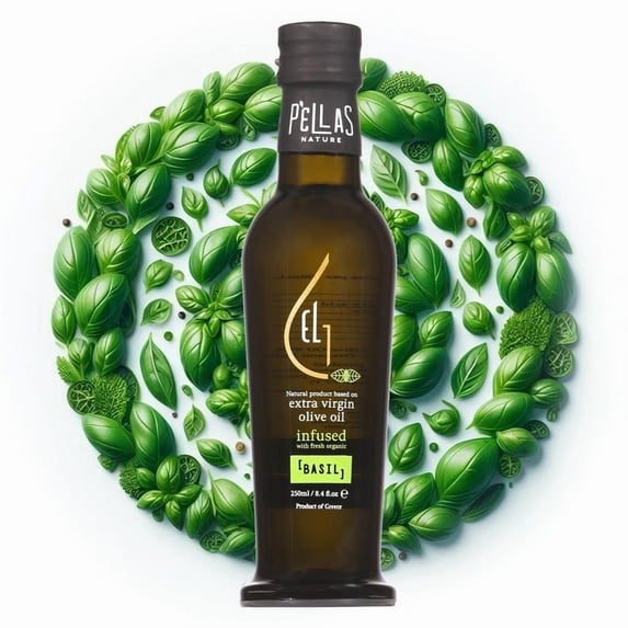 Pellas Nature, Organic Basil Infused Greek Extra Virgin Olive Oil 250ml Bottle