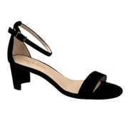 Pelle Moda Women s Monroe Sandal 8.5 Solid Black Suede Block Heel Ankle Strap