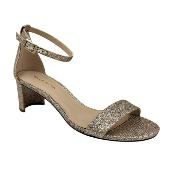 Pelle Moda Women’s Monroe Sandal 8 Metallic Plat Gold Block Heel Ankle Strap
