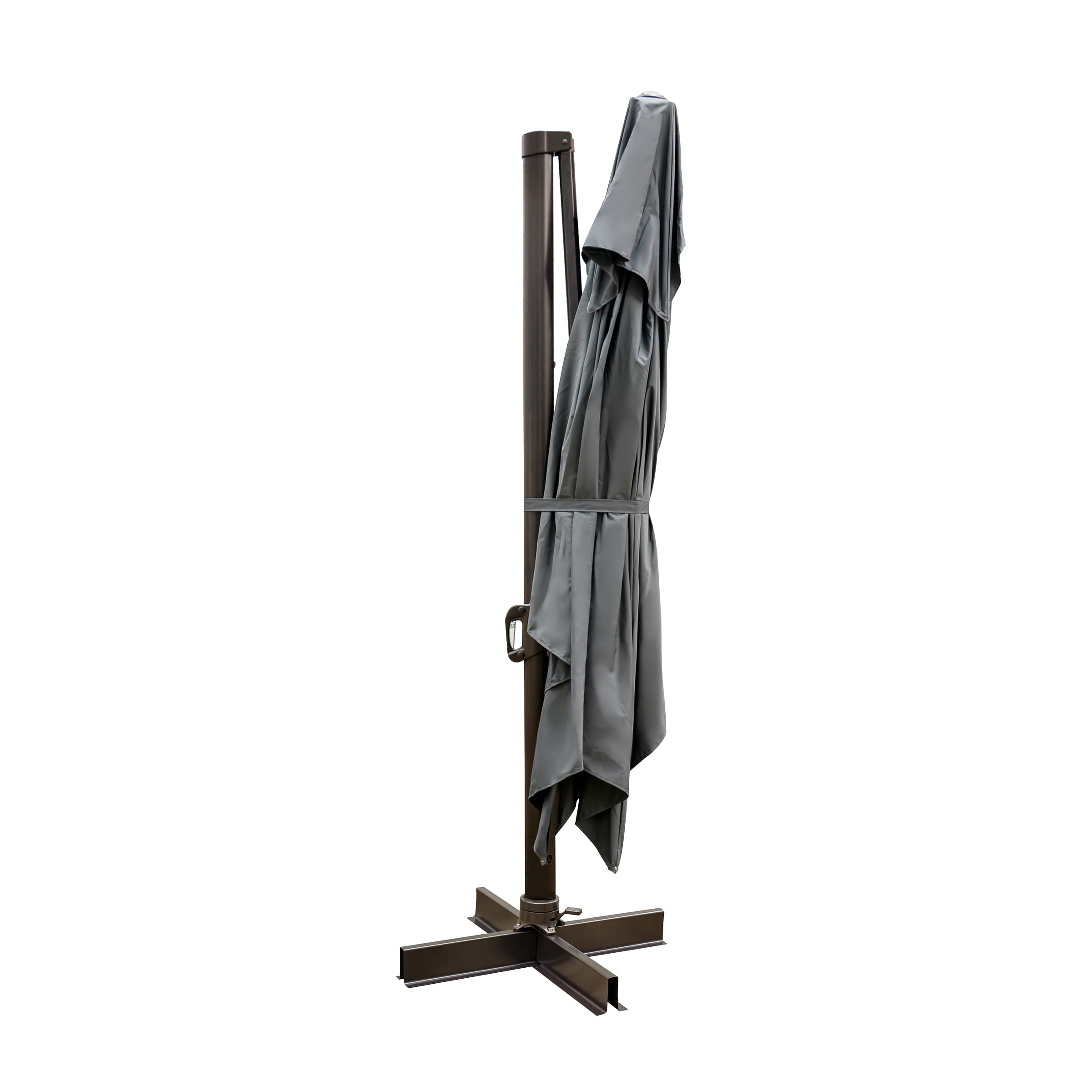 Pellebant 10 x 13 Feet Dark Grey Polyester Outdoor Cantilever Umbrella with Base