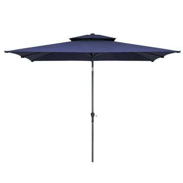 Pellebant 10 x 6.5 ft Patio Outdoor Umbrella Rectangular Double Top Market Umbrella in Blue