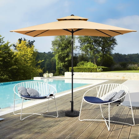 Pellebant 10 x 6.5 ft Patio Outdoor Umbrella Rectangular Double Top Market Umbrella in Tan