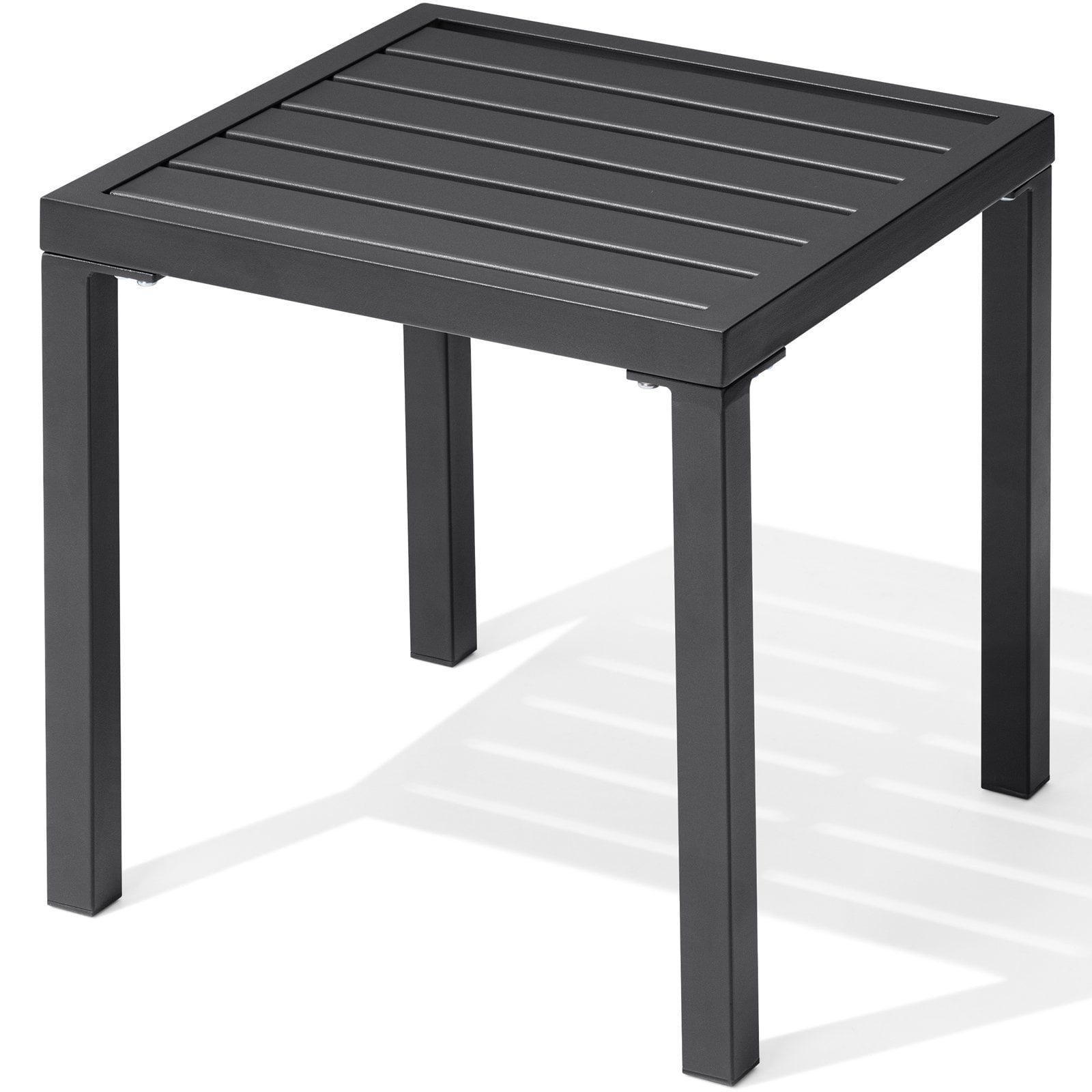 Pellebant 16" Outdoor Side Table, All-Weather Square Metal Patio End Table for Garden, Porch, Deck, Backyard, Black