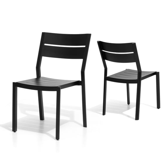 Pellebant 2 Pack Aluminum Armless Chair Dining Set with Arm Gray
