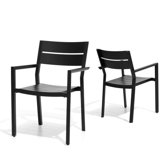 Pellebant 2 Pack Outdoor Aluminum Armchair Dining Set Gray