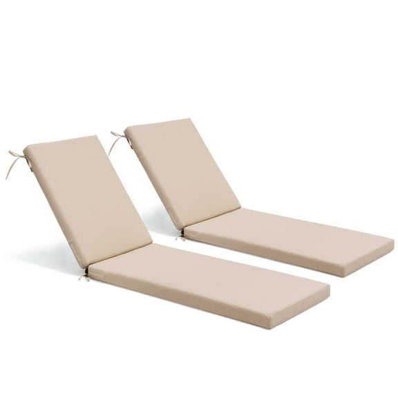 Pellebant Outdoor Chaise Lounge Cushion, Waterproof Recliner Cushion 72" x 21", Beige（2-Pack）