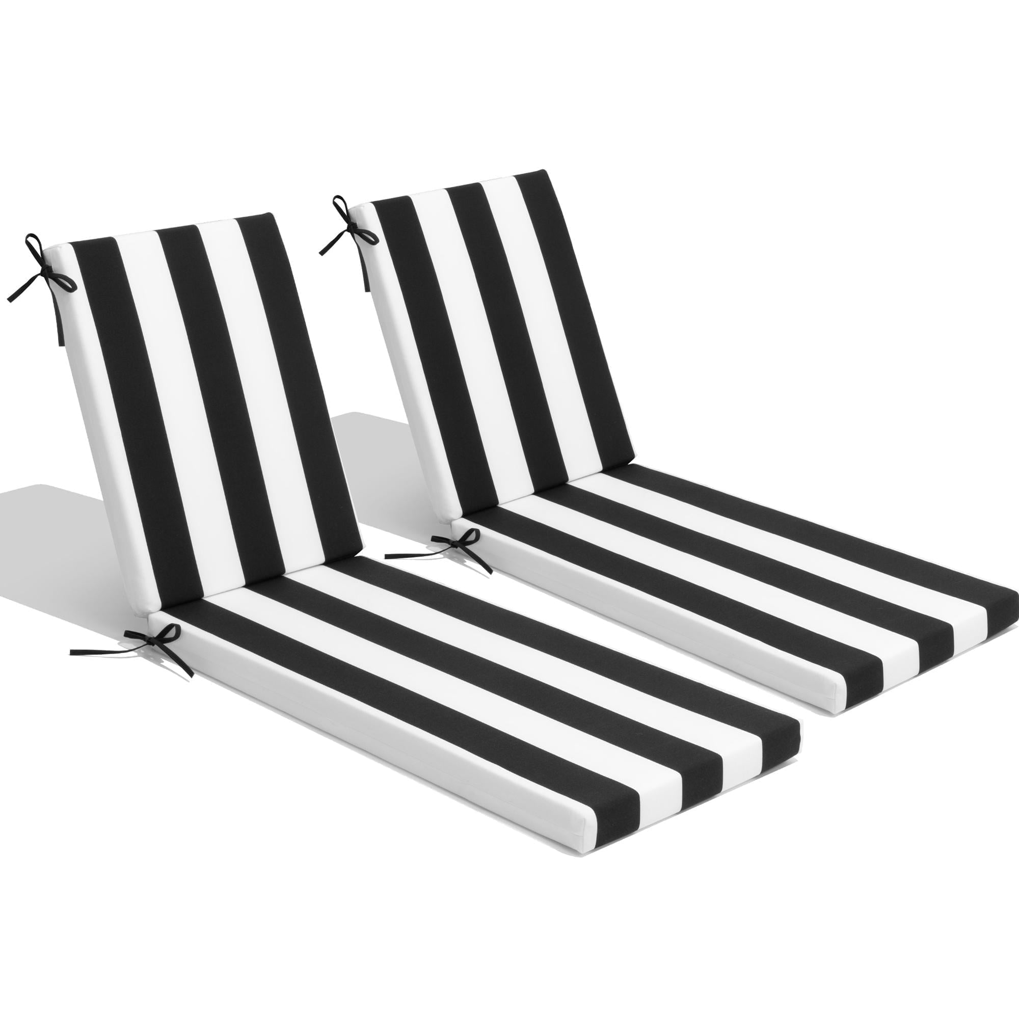 Pellebant 2 Pack Outdoor Chaise Lounge Cushions, Weatherproof Striped Outdoor Chaise Cushion 72" x 21"(1-Pack, Black & White Stripes)