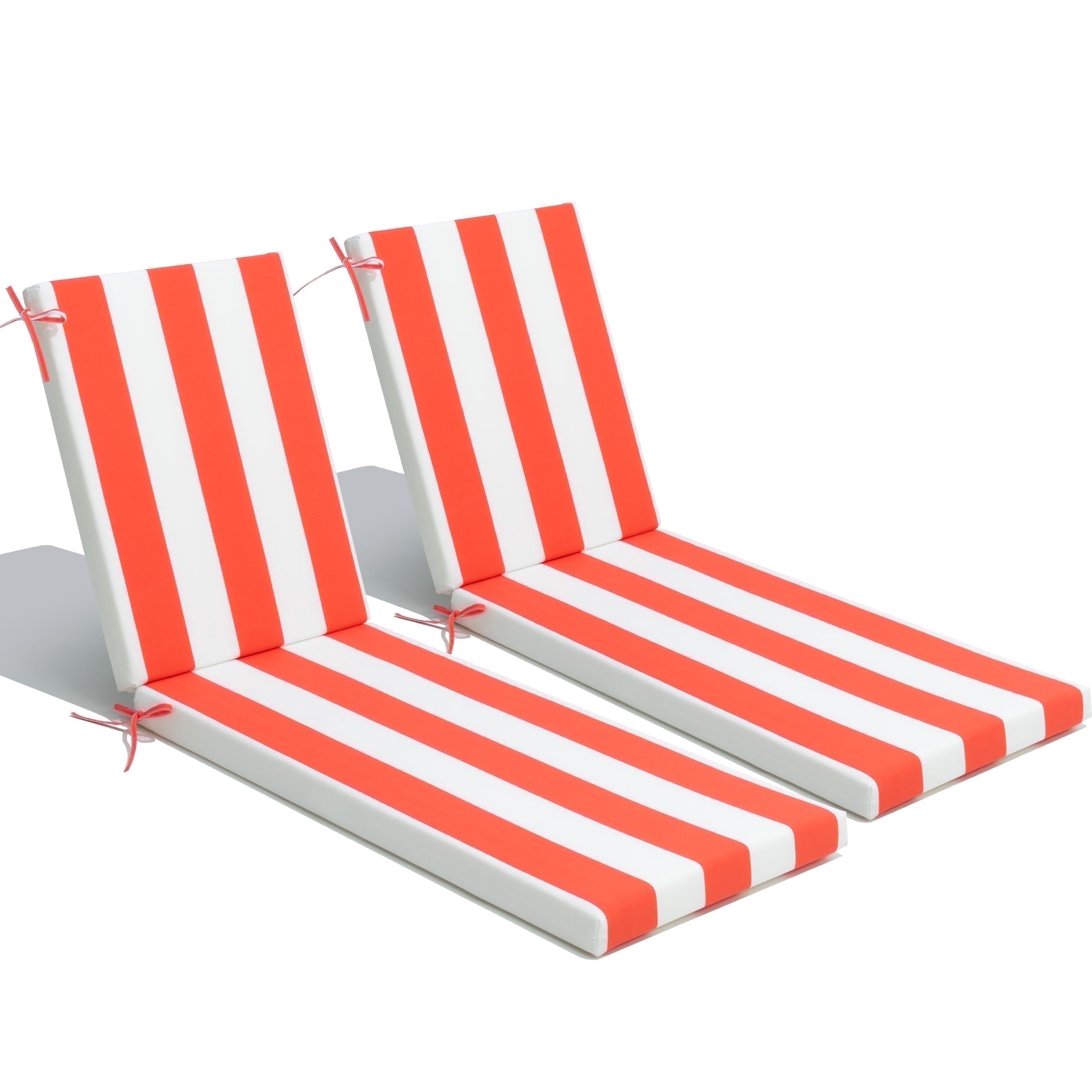 Pellebant 2 Pack Outdoor Chaise Lounge Cushions, Weatherproof Striped Outdoor Chaise Cushion 80" x 23"(1-Pack, Red & White Stripes)